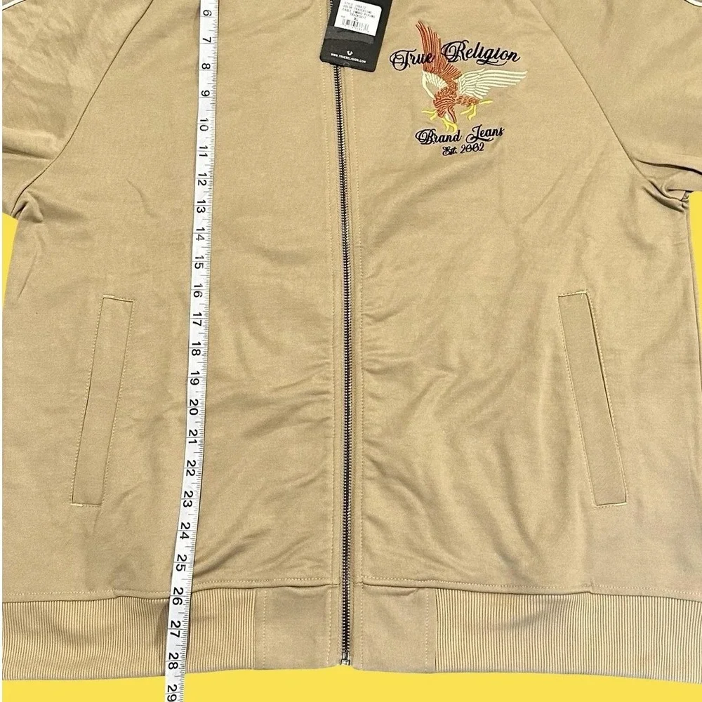 NWT True Religion Embroidered Golden State Track Jacket Travertine Tan Mens XL